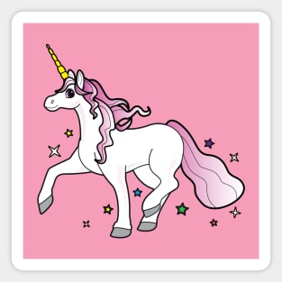 Cartoon Unicorn Trotting through the Stars Magnet